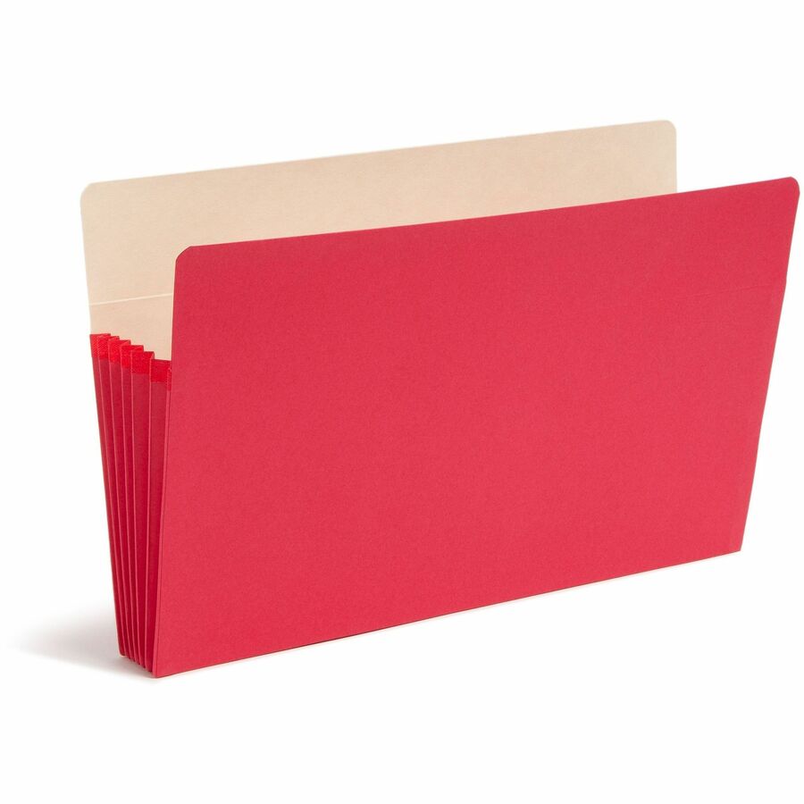 Smead Colored Straight Tab Cut Legal File Pocket - 8 1/2" x 14" - 5 1/4" Expansion - Top Tab Location - Red - Tear Resistant - 10% Recycled - 1 Each