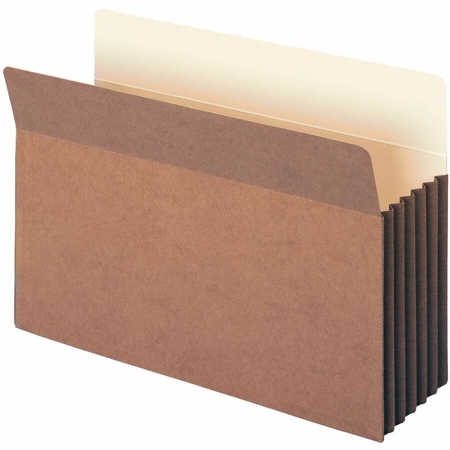 Smead Straight Tab Cut Legal File Pocket - 8 1/2" x 14" - 5 1/4" Expansion - Top Tab Location - 12.5 pt. - Redrope - Tear Resistant Gusset - 30% Recycled - 10 / Box