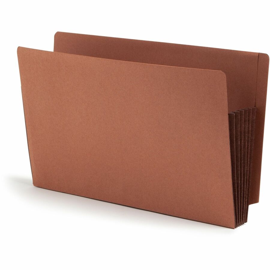 Smead Straight Tab Cut Legal File Pocket - 8 1/2" x 14" - 5 1/4" Expansion - End Tab Location - 12.5 pt. - 2 Plys - Dark Brown - Embossed - 30% Recycled - 10 / Box