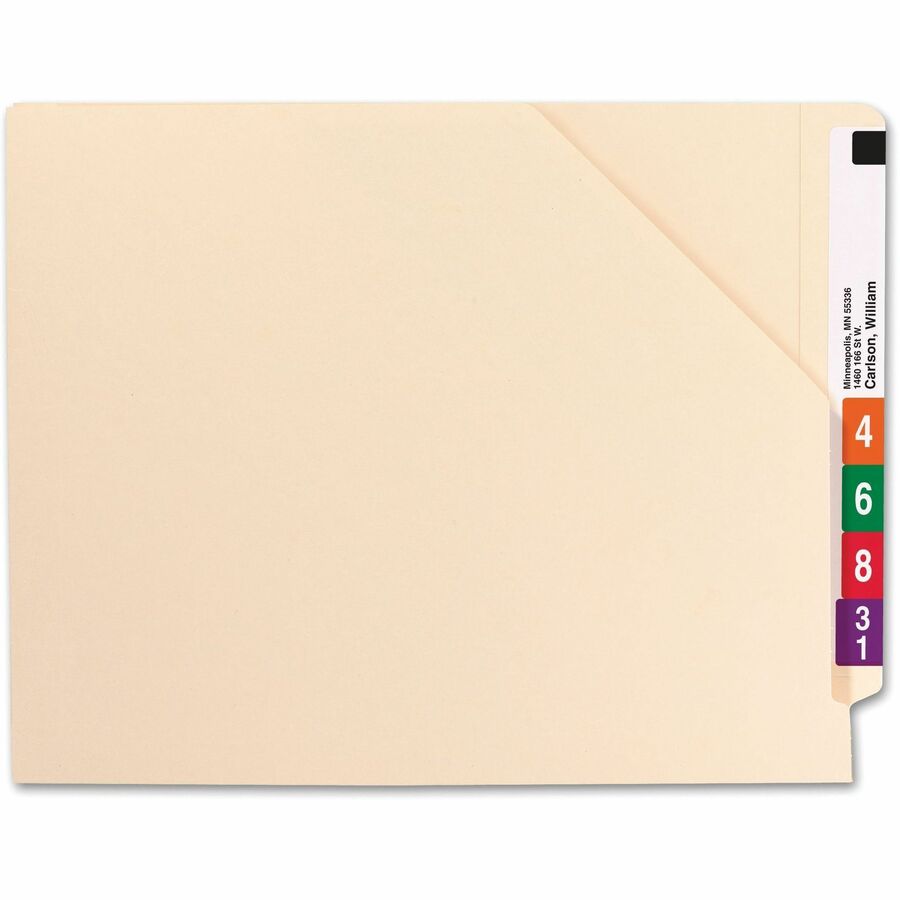 Smead Shelf-Master Straight Tab Cut Letter File Jacket - 8 1/2" x 11" - 1 1/2" Expansion - 14 pt. - 2 Plys - Manila - 10% Recycled - 50 / Box