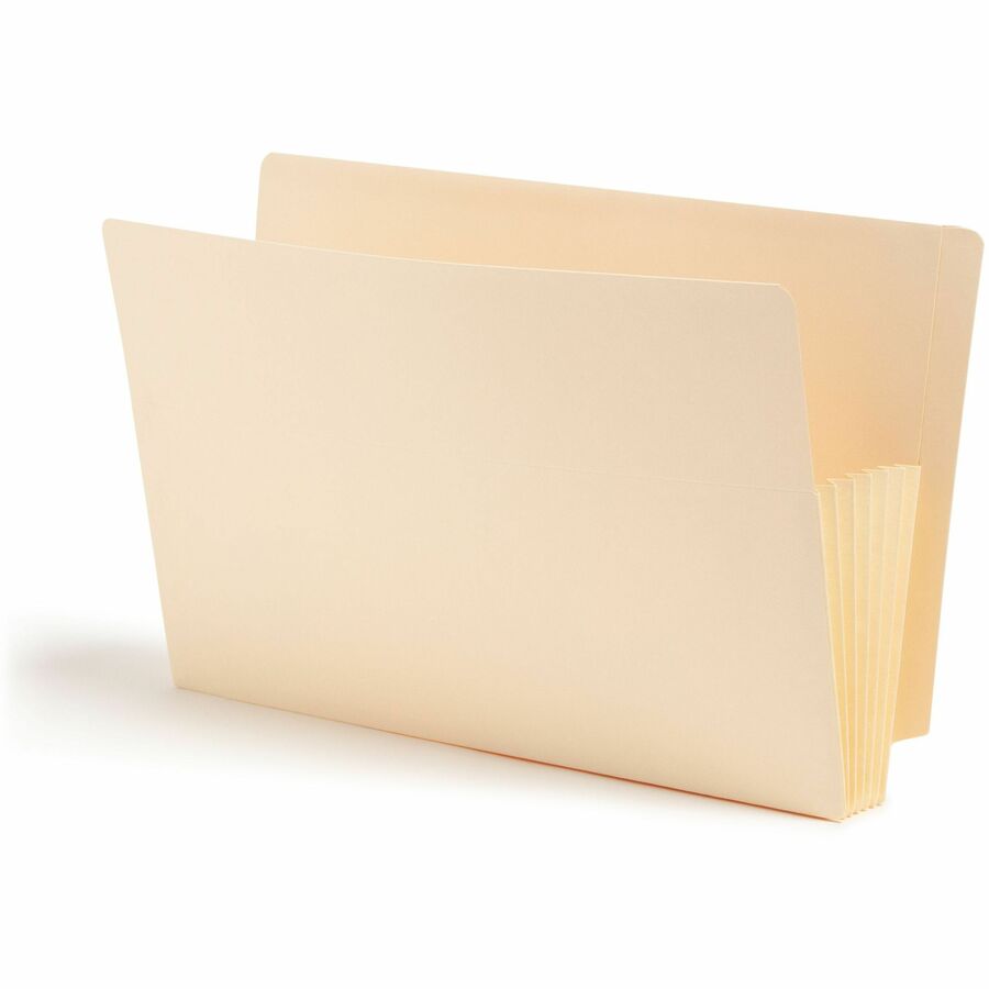 Smead Straight Tab Cut Legal File Pocket - 8 1/2" x 14" - 5 1/4" Expansion - 11 pt. - 2 Plys - Manila - Reinforced Gusset, Embossed, Tear Resistant - 10% Recycled - 10 / Box