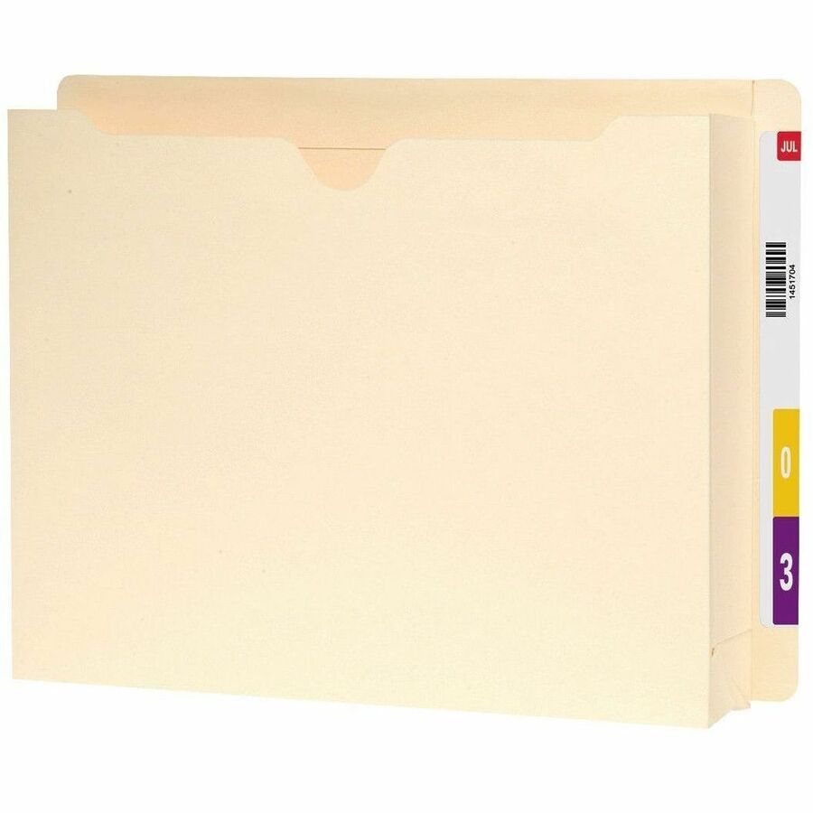 Smead Straight Tab Cut Letter Recycled File Jacket - 8 1/2" x 11" - 2" Expansion - 14 pt. - 2 Plys - Manila - Slip Resistant, Reinforced Tab - 10% Recycled - 25 / Box