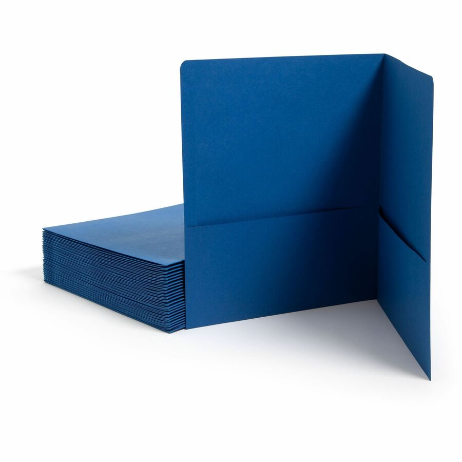 Smead Letter Pocket Folder - 8 1/2" x 11" - 100 Sheets Capacity - Folder - 2 Pocket - 11 pt. - Leatherette - Dark Blue - 10% Recycled - 25 / Box