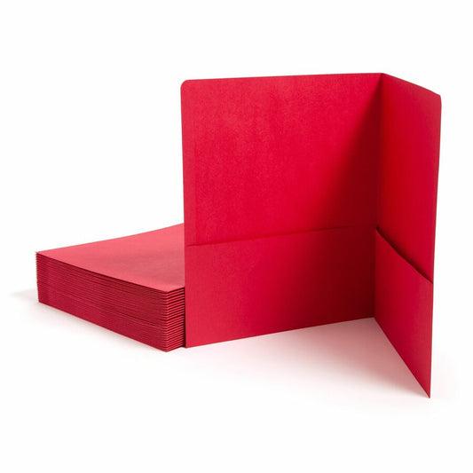 Smead Letter Pocket Folder - 8 1/2" x 11" - 100 Sheets Capacity - Folder - 2 Pocket - 11 pt. - Leatherette - Red - 10% Recycled - 25 / Box