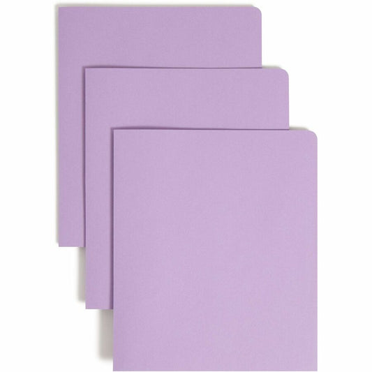 Smead Letter Pocket Folder - 1/2" Folder Capacity - 8 1/2" x 11" - 2 Pocket - 11 pt. - Leatherette - Lavender - 10% Recycled - 25 / Box