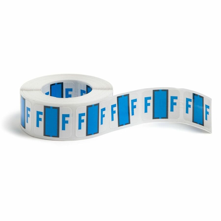 Smead BCCR Bar-Style Color-Coded Labels - F - x 1 1/4" Width x 1" Length - Blue - Laminated - 1 Roll