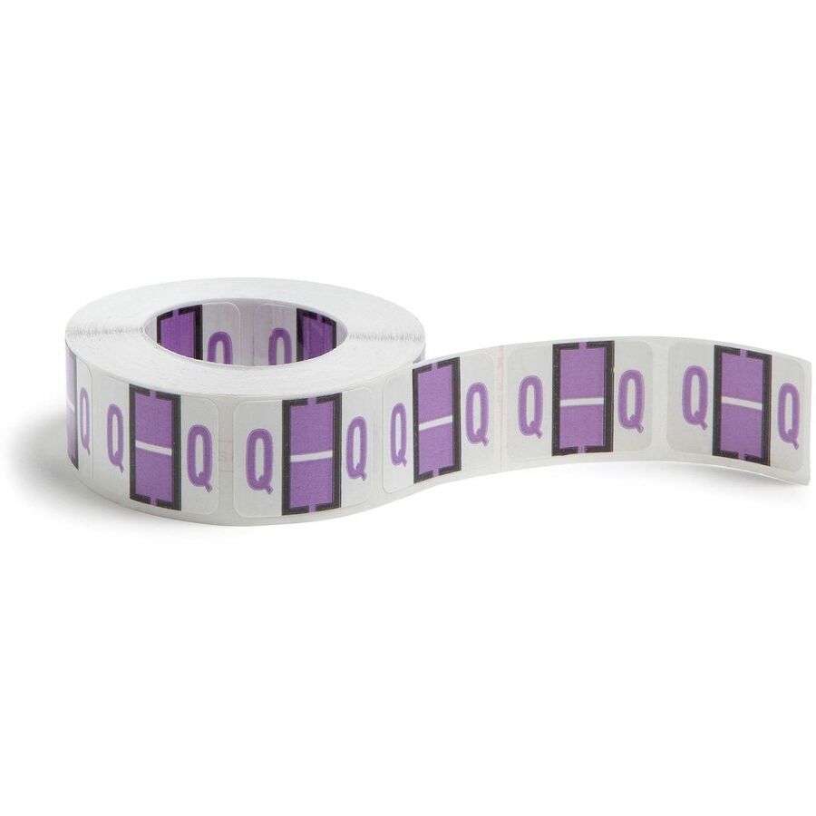 Smead BCCR Bar-Style Color-Coded Labels - Q - x 1 1/4" Width x 1" Length - Lavender - Laminated - 1 Roll