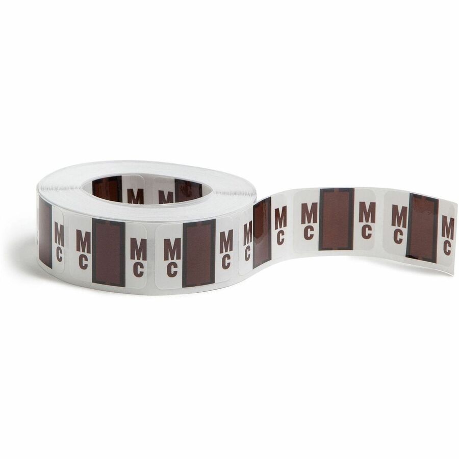 Smead BCCR Bar-Style Color-Coded Labels - Alphabet, MC - x 1 1/4" Width x 1" Length - Brown - Laminated - 1 Roll