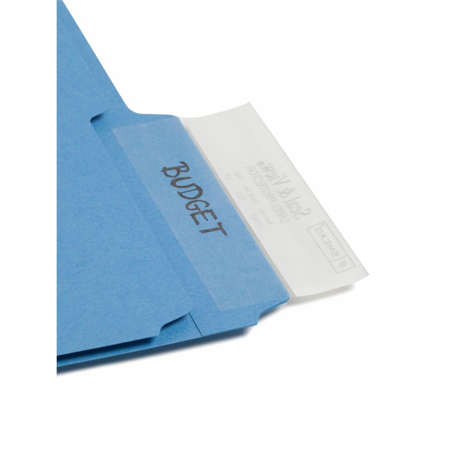 Smead Seal and View Label Protectors - 1.68" Length x 3.50" Width - Rectangle - Self-adhesive - Clear - Polylaminate - 100/Pack