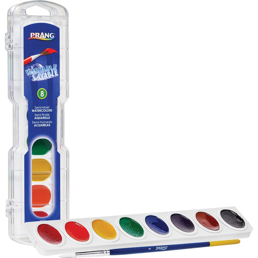 Prang Semi-Moist Washable Watercolors - 8 Color(s) - Assorted - 0.10 fl oz - Washable - 1 Set