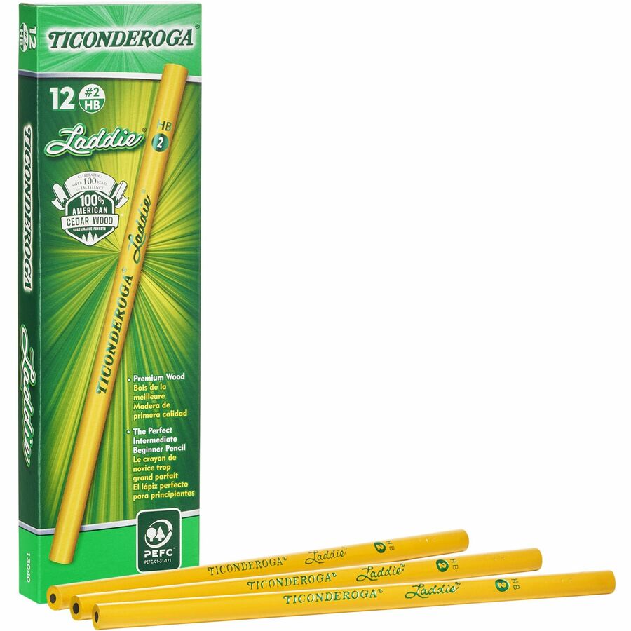 Ticonderoga Laddie Pencils - 2HB - Yellow Barrel - 1 Dozen
