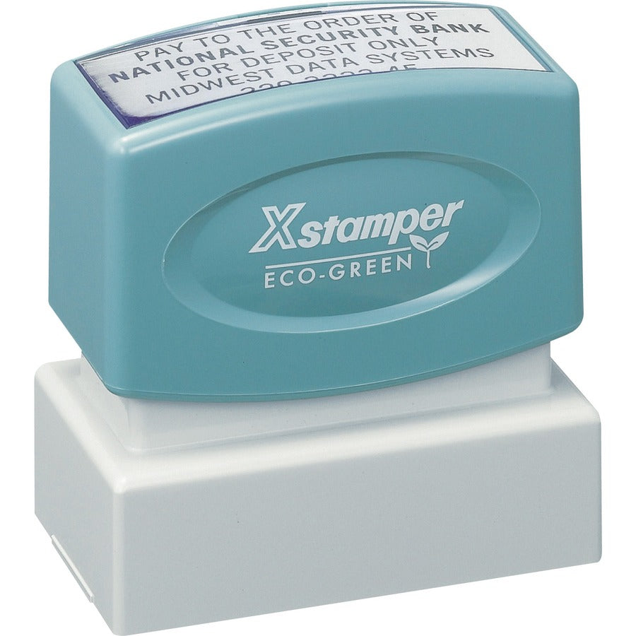 Xstamper Custom Endorsement Pre-inked Stamp - Custom Message Stamp - 1" Impression Width x 2" Impression Length - 50000 Impression(s) - 1 Each