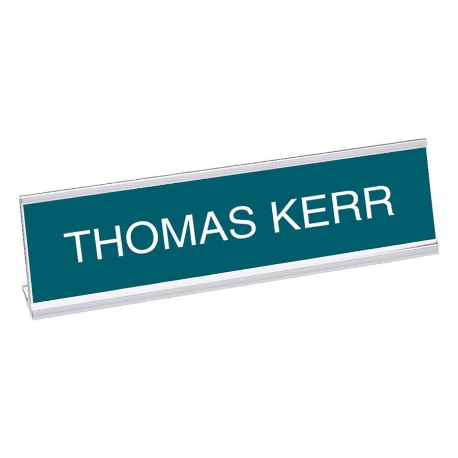Xstamper Standard Aluminum Desk Sign - 8" Width x 2" Height - Aluminum - Silver - 1 Each