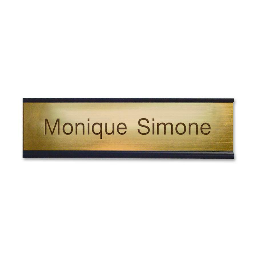 Xstamper Standard Aluminum Desk Sign - 8" Width x 2" Height - Aluminum - Black - 1 Each