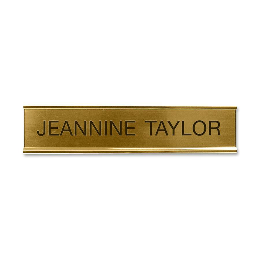 Xstamper Standard Aluminum Desk Sign - 10" Width x 2" Height - Aluminum - Gold - 1 Each