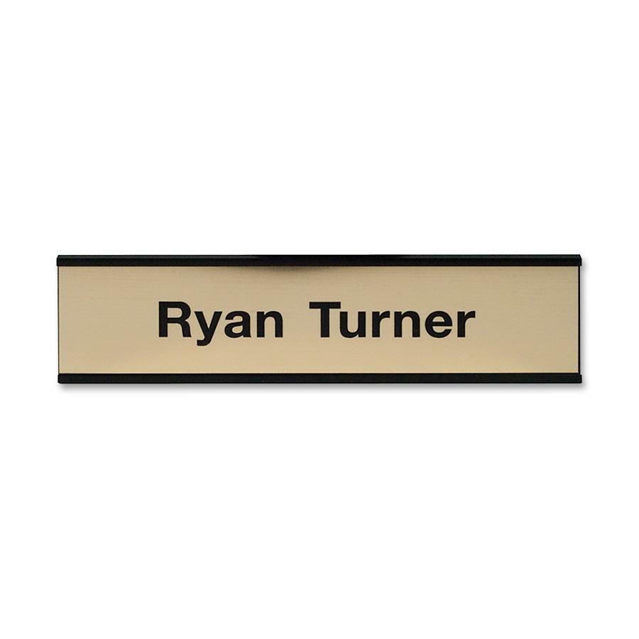 Xstamper Framed Standard Aluminum Wall Sign - 8" Width x 2" Height - Wall Mountable - Indoor, Outdoor - Aluminum - Black - 1 Each
