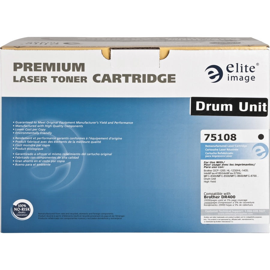 Elite Image 75108 Remanufactured Brother DR400 Drum Unit - Laser Print Technology - 20000 - Black - 1 Each