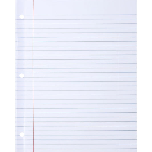 Sparco Ruled Filler Paper - 100 Sheets - Wide Ruled Front Ruling - Ruled Red Margin - 20 lb Basis Weight - Letter - 8 1/2" x 11" Sheet Size - White Paper - Subject, Reinforced Edges - 1 Pack