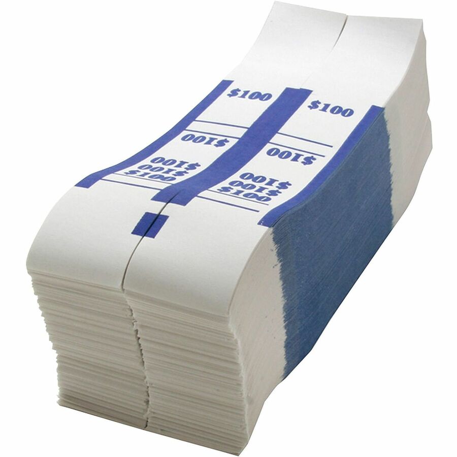 Sparco White Kraft ABA Bill Straps - 1000 Wrap(s) - Total $100 in $1 Denomination - Kraft - Blue - 1000 / Pack