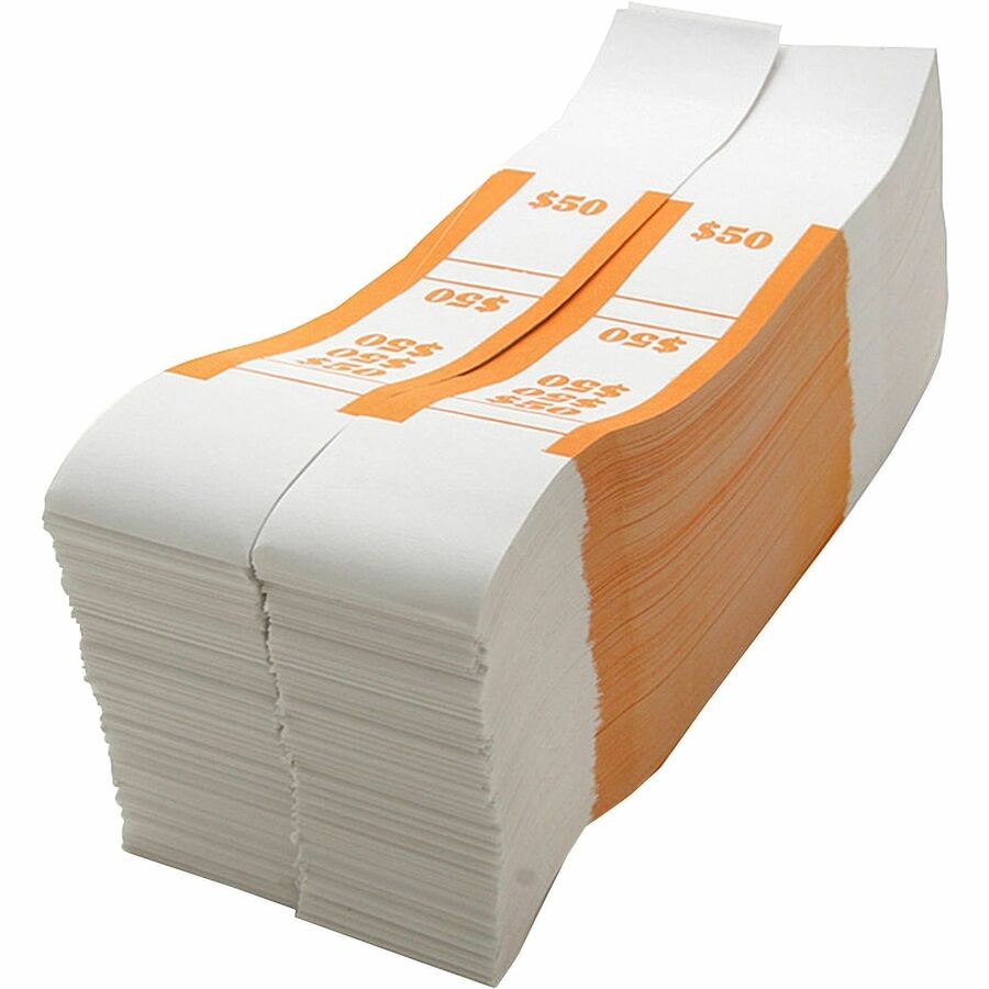 Sparco White Kraft ABA Bill Straps - 1000 Wrap(s) - Total $50 in $1 Denomination - Kraft - Orange - 1000 / Pack