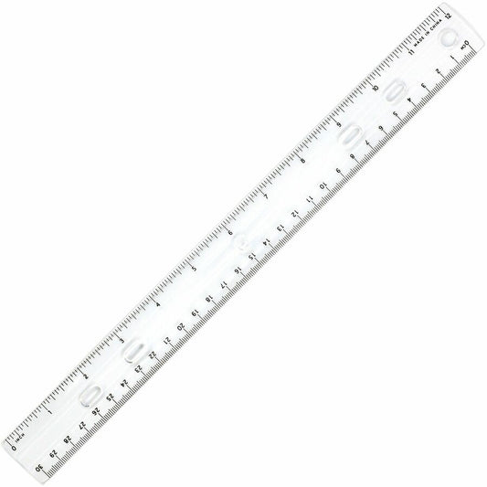 Sparco 12" Standard Metric Ruler - 12" Length x 1.3" Width - 1/16 Graduations - Metric, Imperial Measuring System - Plastic - Clear - 1 Each