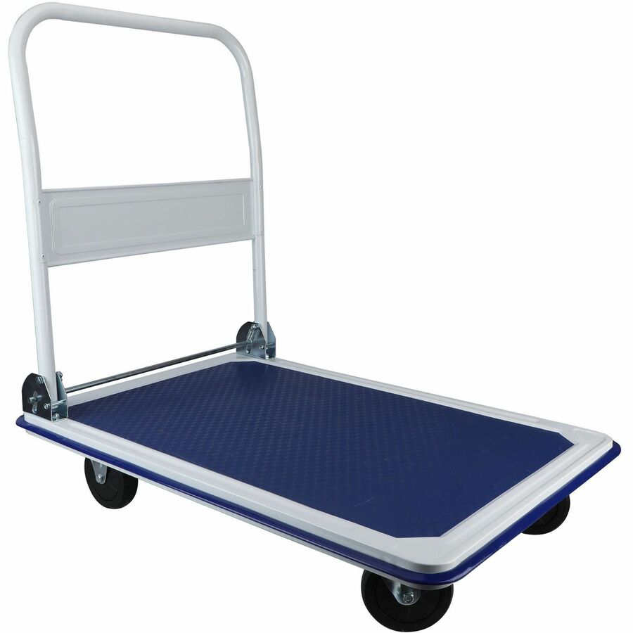 Sparco Folding Platform Truck - Tubular Handle - 660 lb Load Capacity - Steel, Polyvinyl Chloride (PVC) - 24.75" Width x 36" Depth x 29.50" Height - Gray - 1 Each