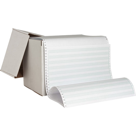 Sparco Continous-form 1/2" Green Bar Computer Paper - 14 7/8" x 8 1/2" - 20 lb Basis Weight - Perforated - Green Bar - 2600 / Carton