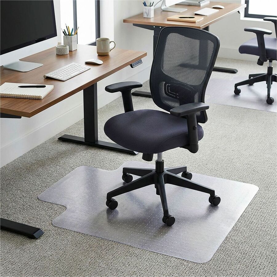 Lorell Economy Low-Pile Chair Mat with Lip - 36" x 48" - Carpeted Floor - 36" Width x 48" Depth x 0.086" Thickness - Lip Size 10" Length x 20" Width - Rectangular - Vinyl - Clear - 1 Each
