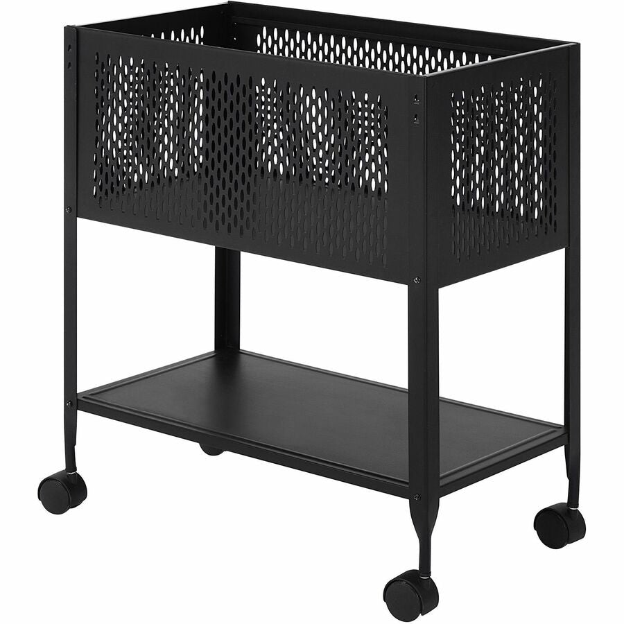 Lorell Mesh Rolling File - 4 Casters - Steel - 13.31" Width x 24.21" Depth x 27.72" Height - Black - 1 Each