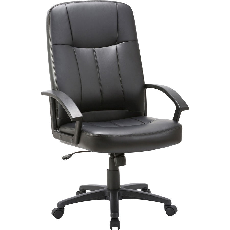 Lorell Chadwick Series Executive High-Back Chair - Black Seat Color - Leather Seat Material - Black Frame Color - 5-star Base - Black - 1 Each