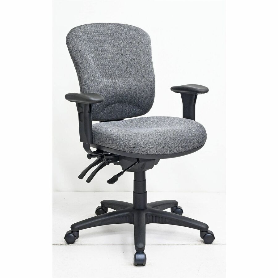 Lorell Accord Series Mid-Back Task Chair - Gray Seat Color - Polyester Seat Material - Black Frame Color - 1 Each