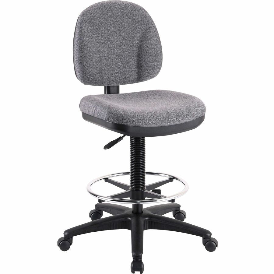 Lorell Millenia Series Adjustable Task Stool with Back - Gray Seat Color - Gray - 1 Each