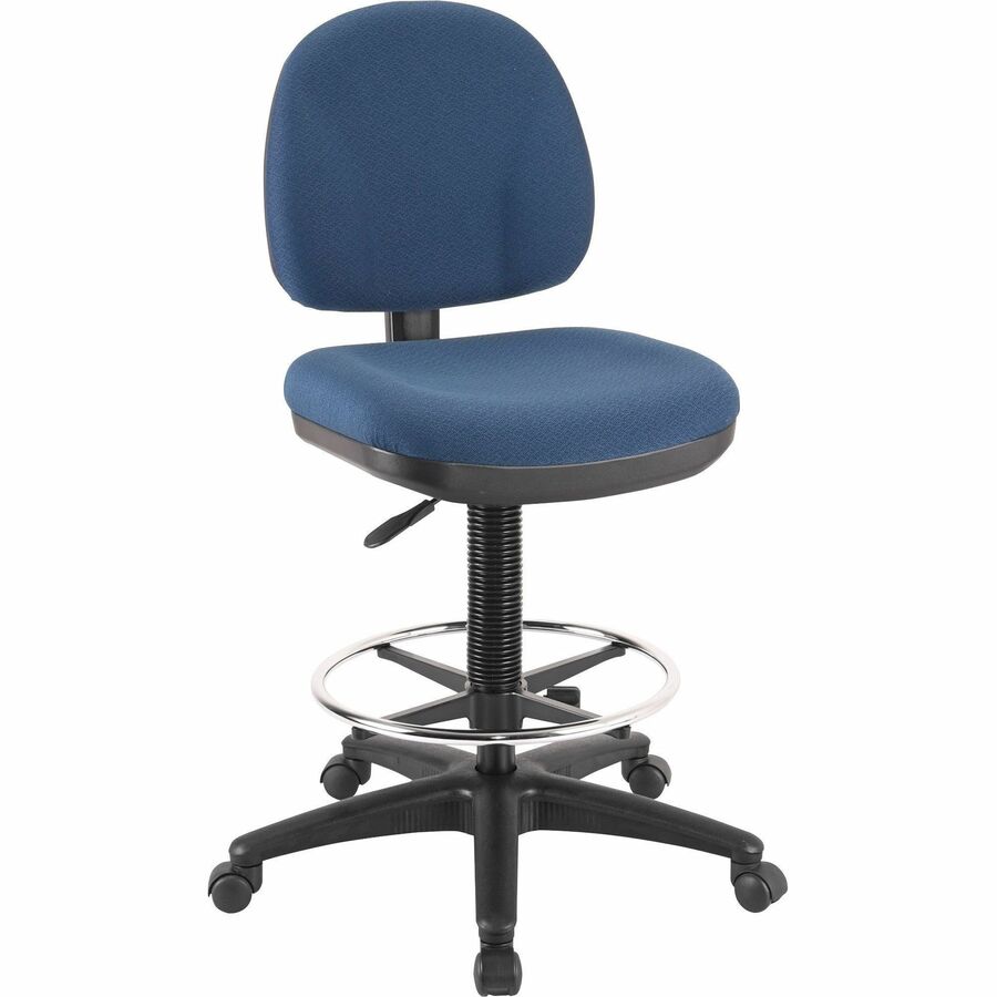 Lorell Millenia Series Adjustable Task Stool with Back - Blue Seat Color - Blue - 1 Each