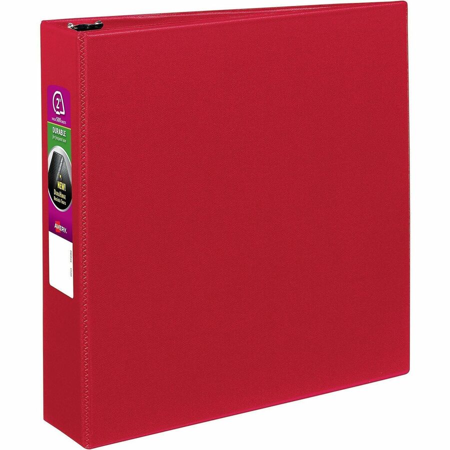 Avery&reg, Durable Binder - 2" Binder Capacity - Letter - 8 1/2" x 11" Sheet Size - 530 Sheet Capacity - 3 Ring - Fastener: Slant Ring - Pocket: 2, Internal - Polypropylene - Red - Recycled - Pocket, Durable, Long Lasting, Tear Resistant, Split Resista...