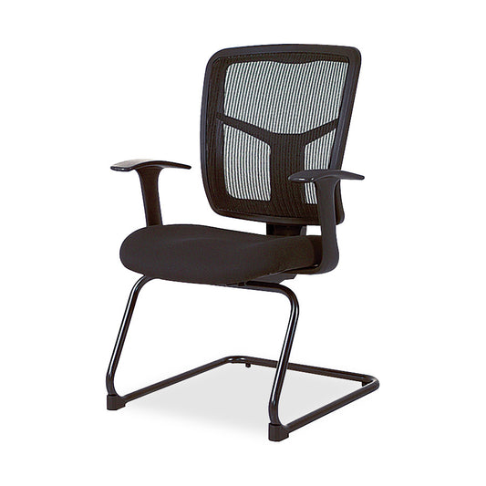 Lorell ErgoMesh Series Mesh Back Guest Chair with Arms - Black Seat Color - Fabric Seat Material - Black Back Color - Mesh Back Material - 1 Each