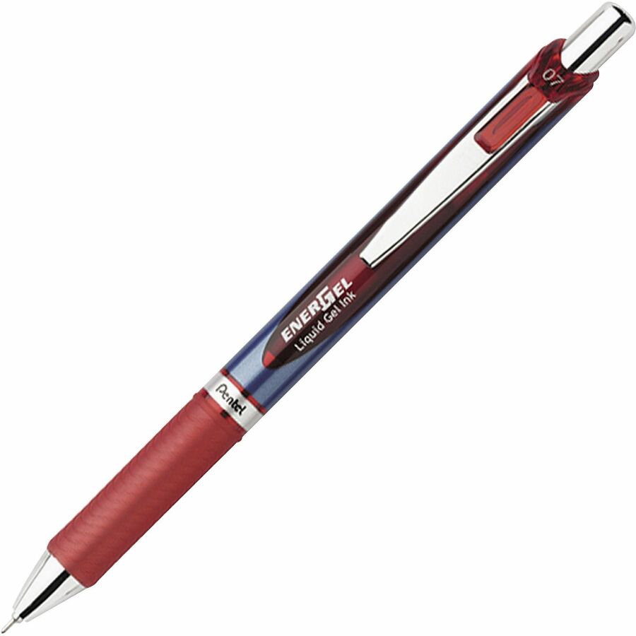 EnerGel EnerGel RTX Liquid Gel Pen - Refillable - Retractable - Red Ink - Gel-based - Blue Barrel - Stainless Steel Tip - 1 Each