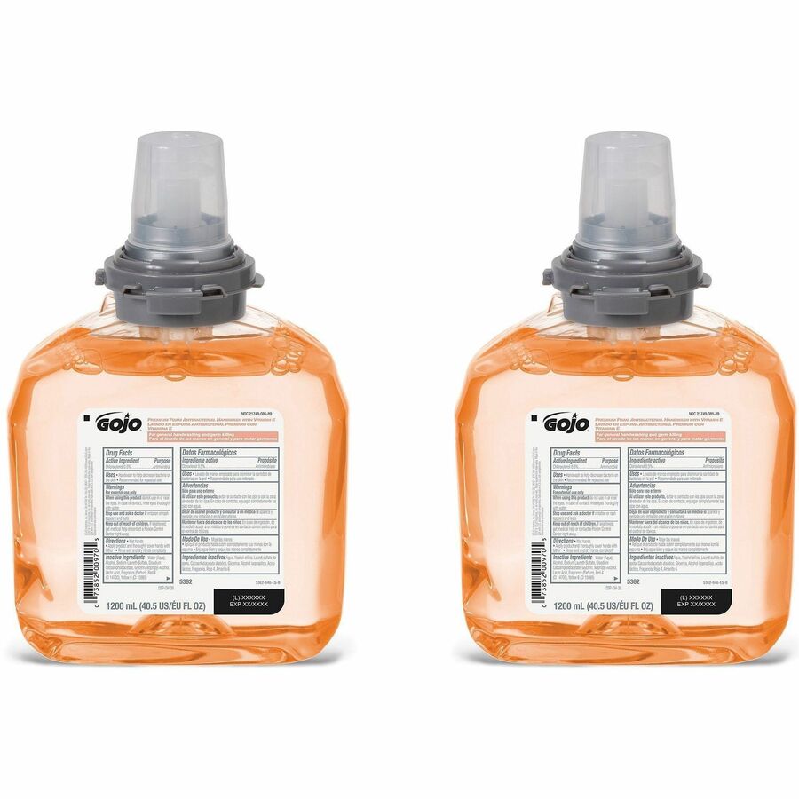 Gojo&reg, TFX Premium Foam Antibacterial Handwash - Floral Scent - 1.27 quart - Kill Germs - Hand - Antibacterial - 2 / Carton