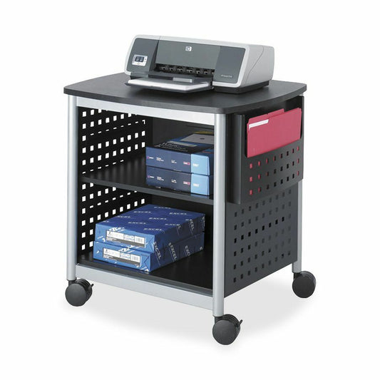 Safco Scoot Desk Side Hole Pattern Printer Stand - 200 lb Load Capacity - 3 x Shelf(ves) - 26.50" Height x 26.50" Width x 20.50" Depth - Floor