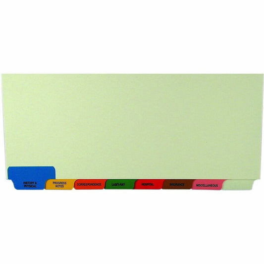 Tabbies 8-Bottom Tab Medical Chart Index Set - 8 Printed, Blank Tab(s) - Message - History & Physical, Progress Notes, Correspondence, Lab/X-Ray, Hospital, Insurance, Miscellaneous - 8 Tab(s)/Set - 8.5" Divider Width x 11.37" Divider Length - Manila Di...
