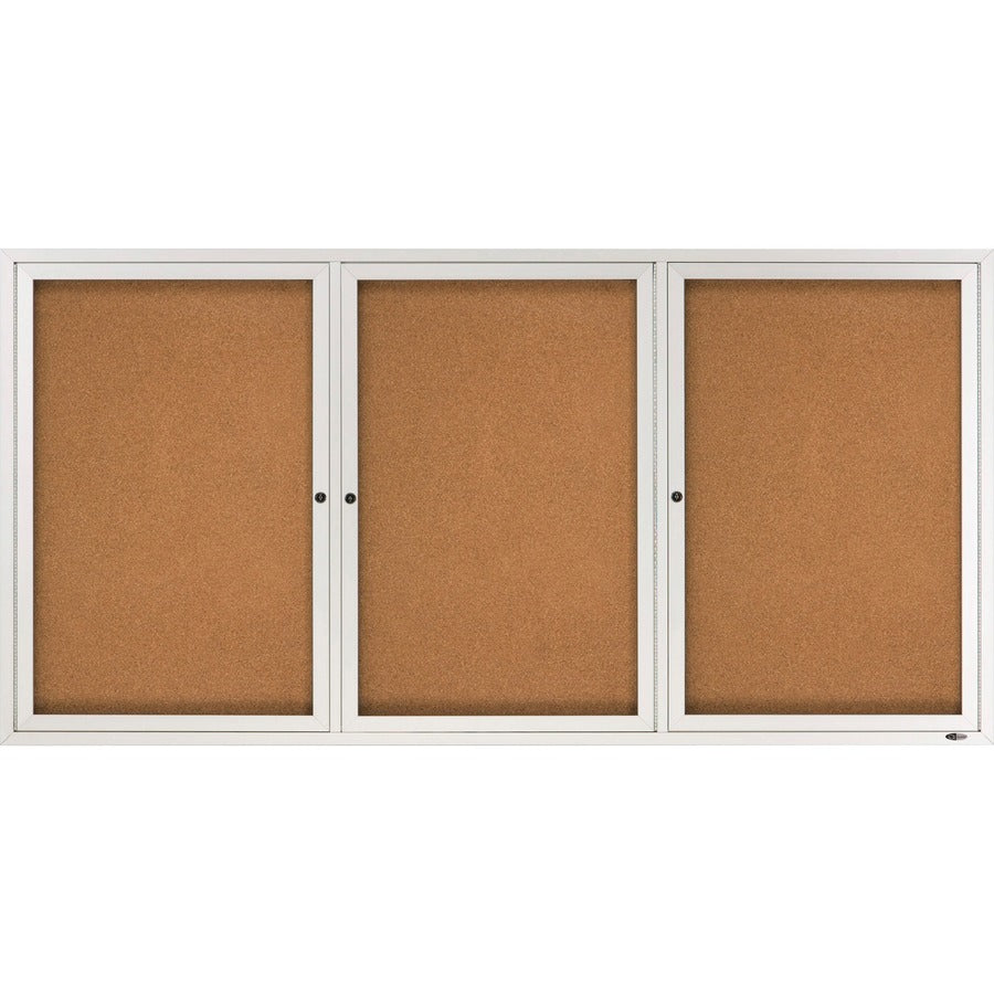 Quartet Enclosed Bulletin Board for Indoor Use - 36" Board Height x 72" Board Width - Natural Cork Surface - Hinged, Self-healing, Shatter Proof - Aluminum Frame - 1 Each
