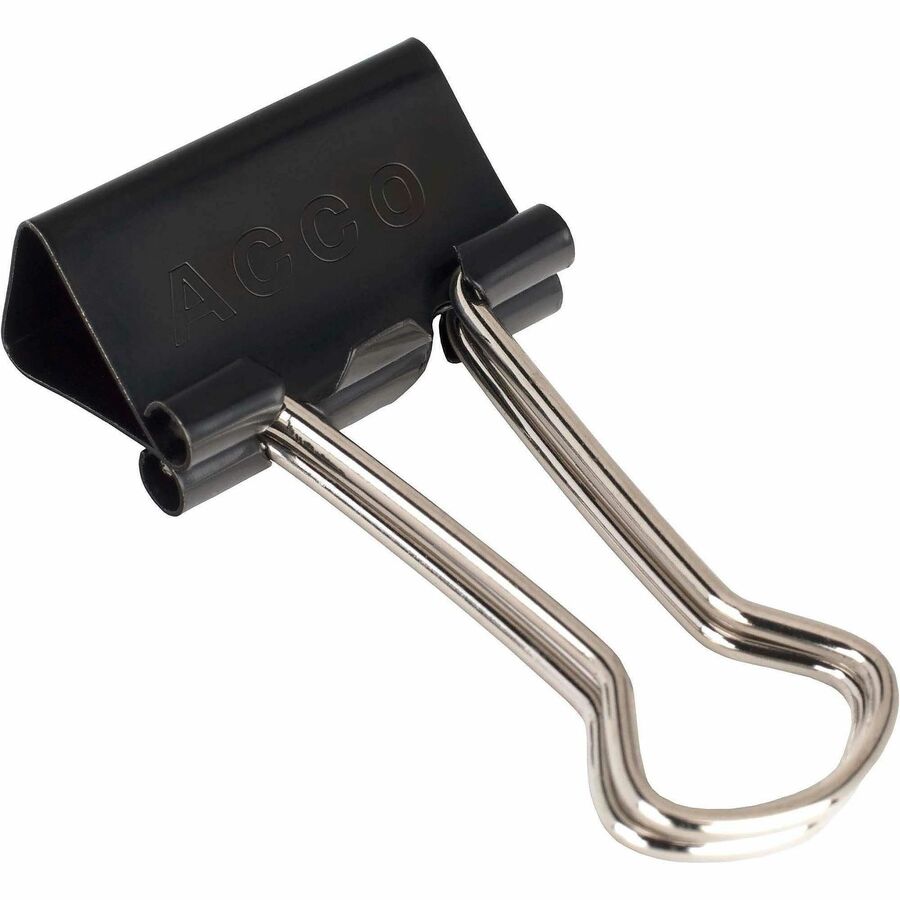 ACCO Small Foldback Binder Clips - Small - 0.7" Width - 0.31" Size Capacity - Reusable, Non-slip Grip, Rust Resistant, Scratch Resistant - Black - Tempered Steel - 12 / Box