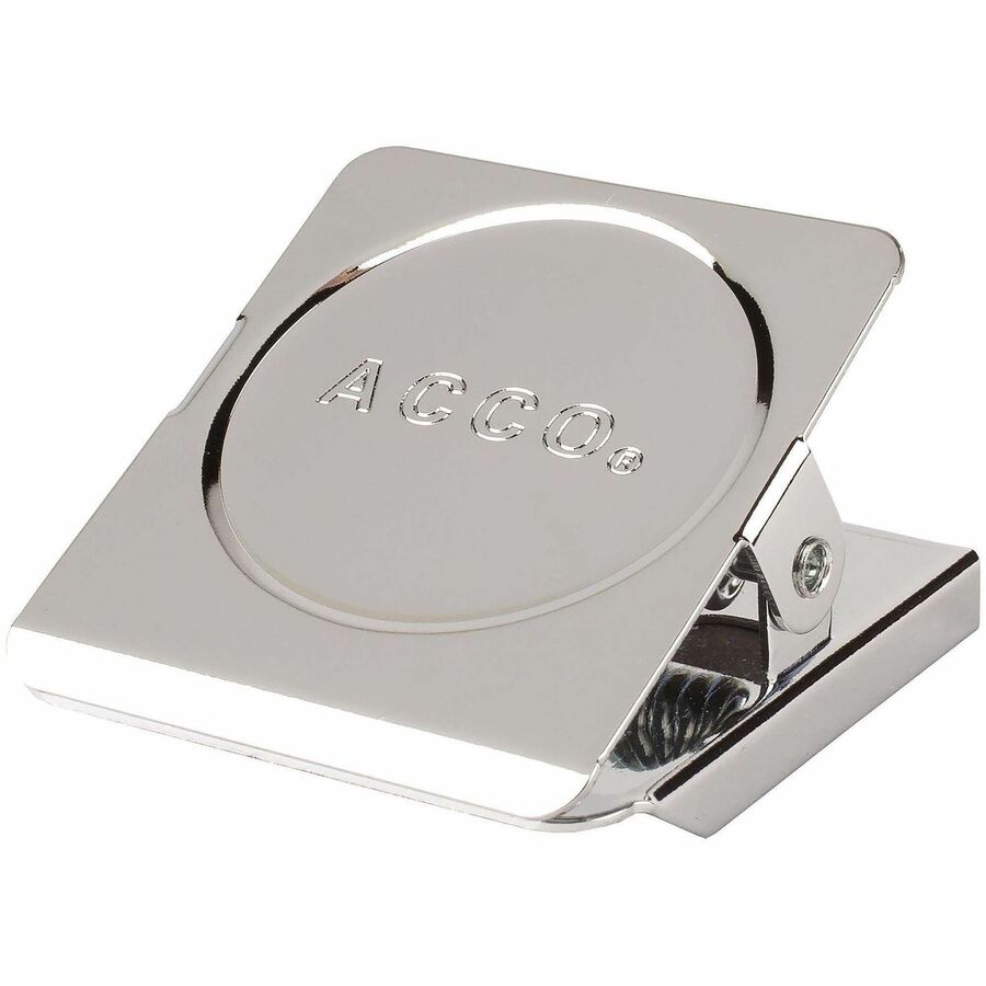 ACCO Square Magnetic Clip - Small - 1.5" Length - 0.88" Size Capacity - Magnetic, Rust Resistant - Silver - Metal, Chrome - 12 / Box