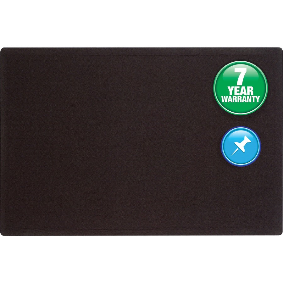 Quartet Oval Office Bulletin Board - 36" Board Height x 48" Board Width - Black Fabric Surface - Frameless, Flexible - Black Frame - 1 Each