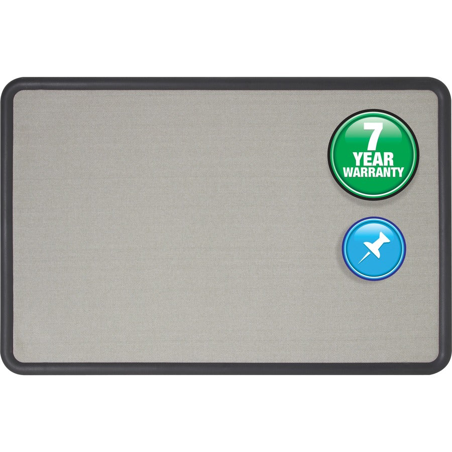 Quartet Contour Bulletin Board - 36" Board Height x 48" Board Width - Gray Fabric Surface - Durable, Self-healing - Black Frame - 1 Each