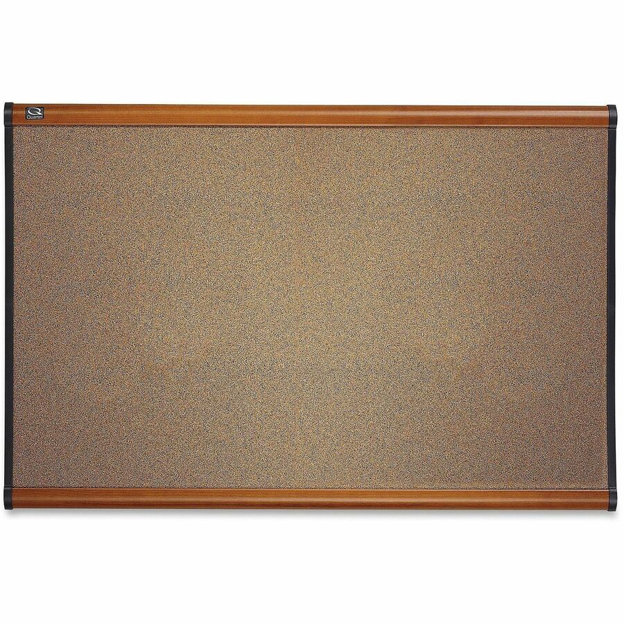 Quartet Prestige Bulletin Board - 24" Board Height x 36" Board Width - Brown Cork Surface - Self-healing, Durable - Light Cherry Frame - 1 Each