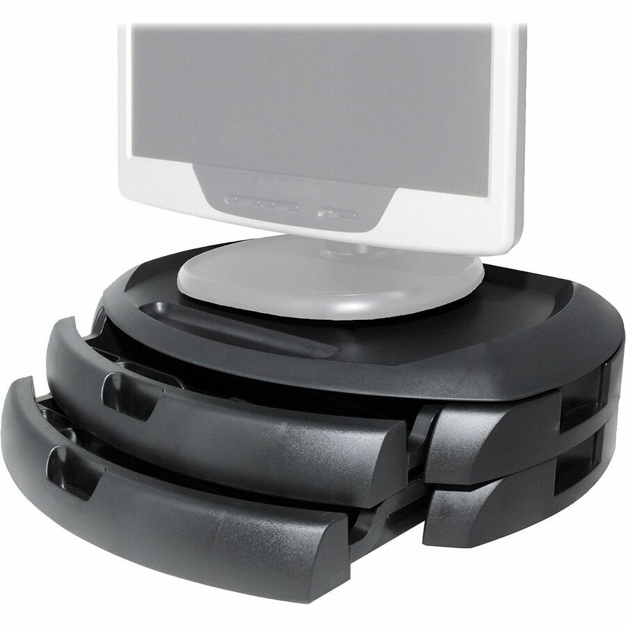 Kantek 2-Drawer Black Monitor Stand/Organizer - Flat Panel Display Type Supported - 5" Depth - Black