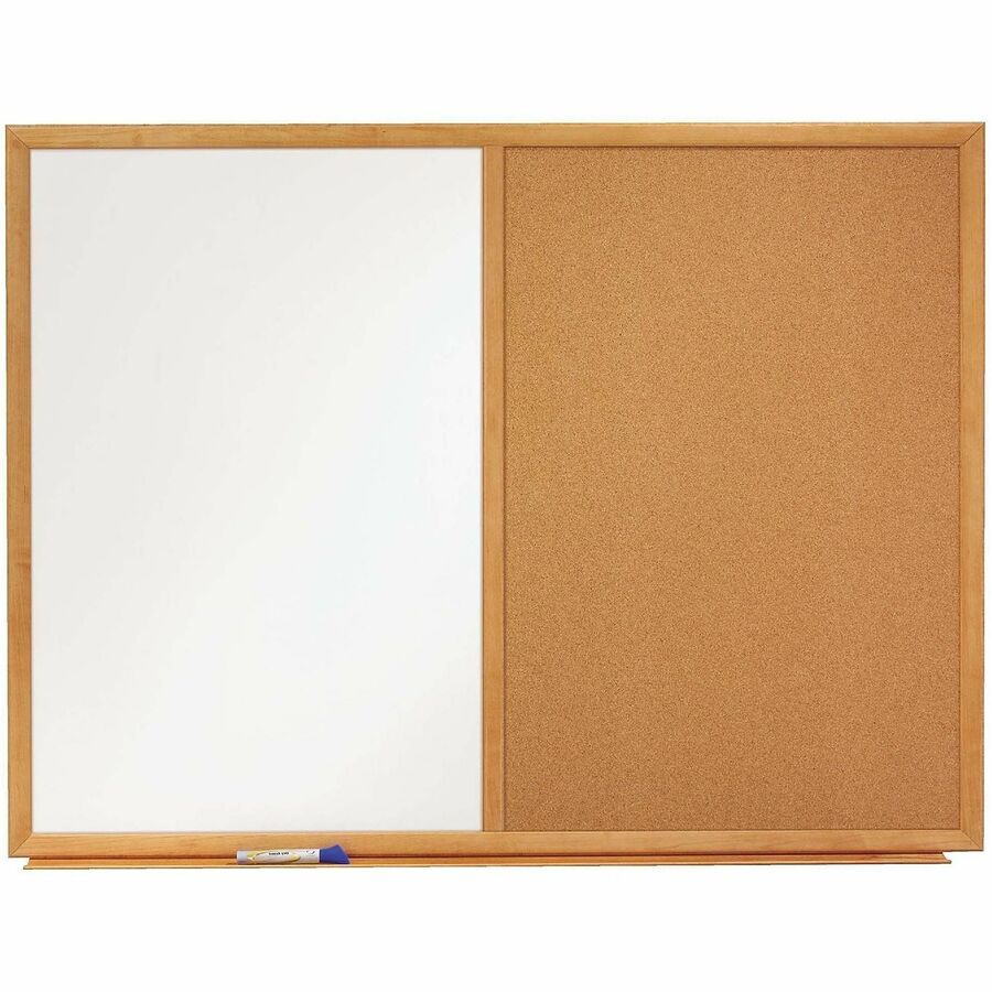 Quartet Standard Combination Whiteboard/Cork Bulletin Board - 48" (4 ft) Width x 36" (3 ft) Height - White Melamine Surface - Oak Frame - Rectangle - Horizontal/Vertical - 1 Each