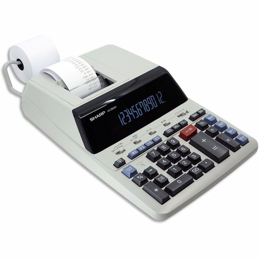 Sharp Calculators VX-2652H 12-Digit Heavy-Duty Commercial Printing Calculator - Dual Color Print - 4.8 lps - Independent Memory, Sign Change, Backspace Key, Double Zero - 12 Digits - Fluorescent - AC Supply Powered - 3.1" Height x 9.8" Width x 13.6" De...