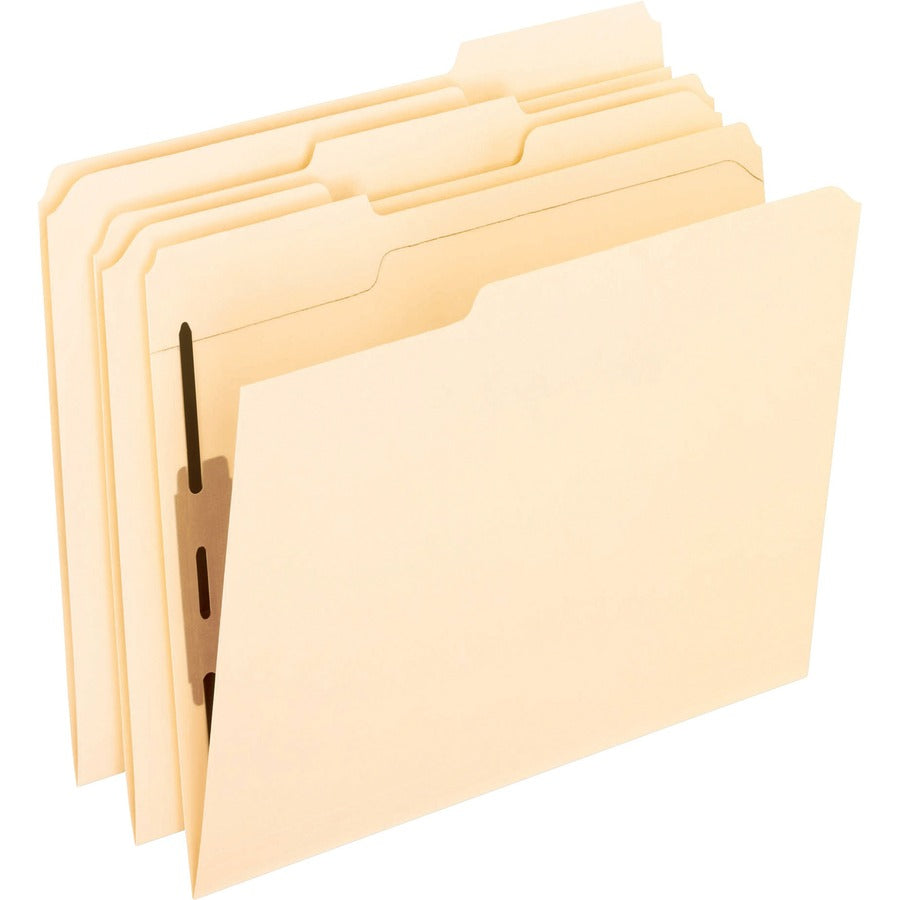Pendaflex 1/3 Tab Cut Letter Fastener Folder - 8 1/2" x 11" - 2 Fastener - 2" for Folder - Top Tab Location - Assorted Tab Position - 11 pt. - Manila Paper - Manila - 10% Recycled - 50 / Box