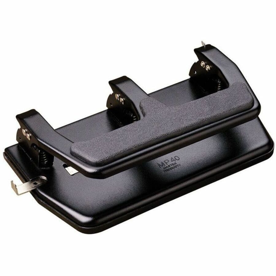 Master 3-Hole Gel Padded Punches - 3 Punch Head(s) - 30 Sheet of 20lb Paper - 9/32" Punch Size - Round Shape - Steel - 10.5" Width x 6" Depth x 3" Height - Black
